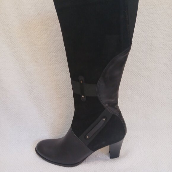Classic Black Brushed leather tall boots. - Picture 1 of 6